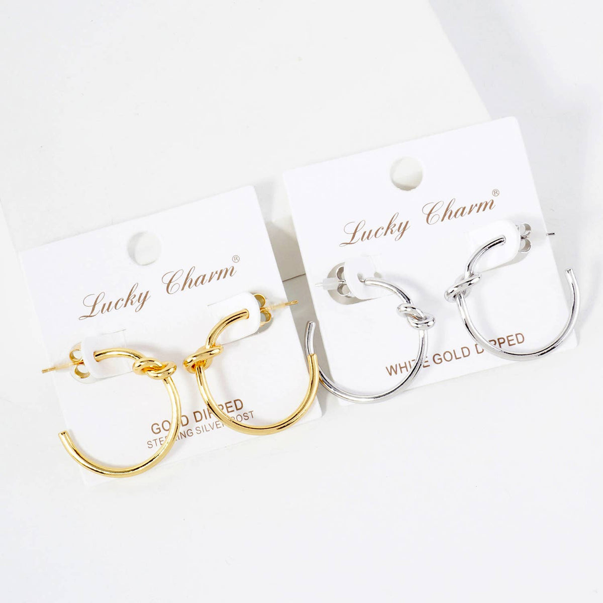 Polished Brass Delicate Knot Accent 25mm Hoop Earrings