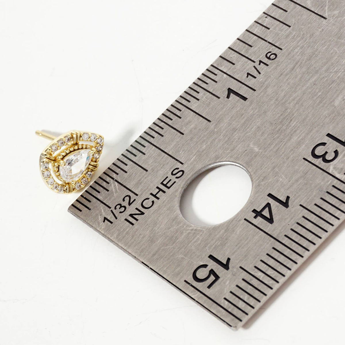Teardrop Embellishment 9mm 18K-Gold-Dipped Stud Earrings