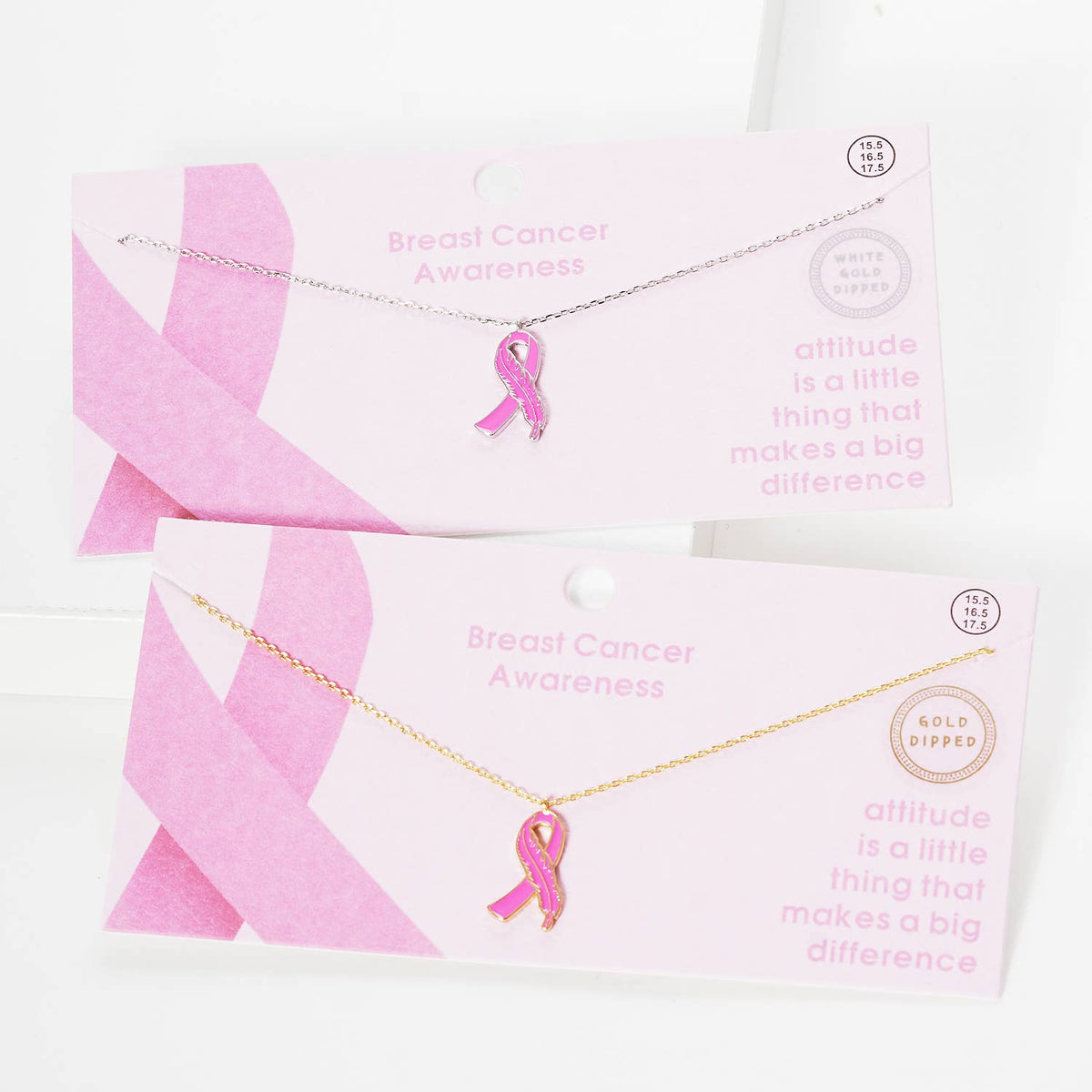 Breast Cancer Awareness Pink Ribbon Necklace