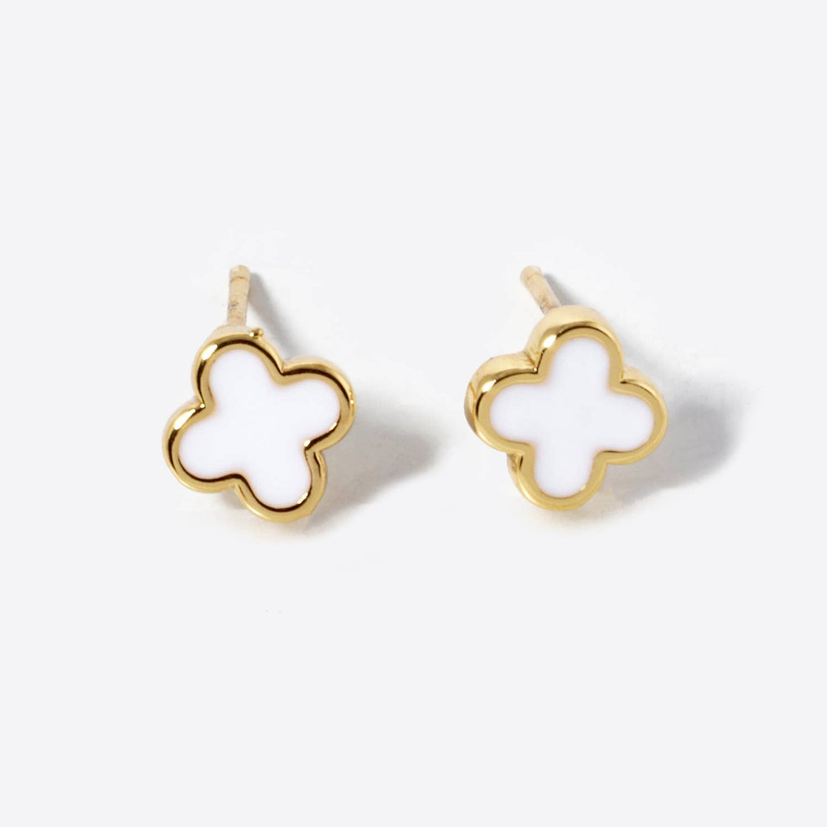 Dainty Clover Stud Earrings | Minimalist Lucky Four-Leaf