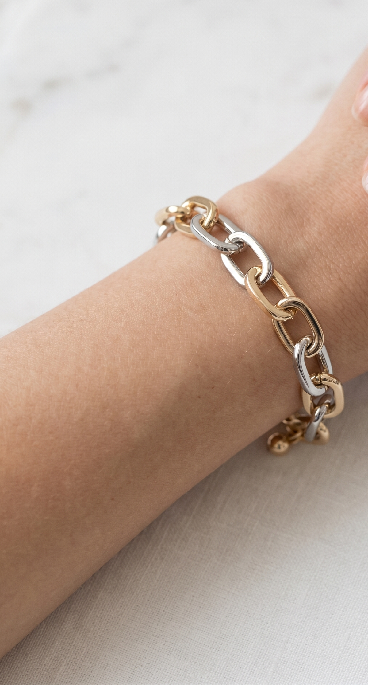 Two-Tone Paperclip Link Chain Bracelet