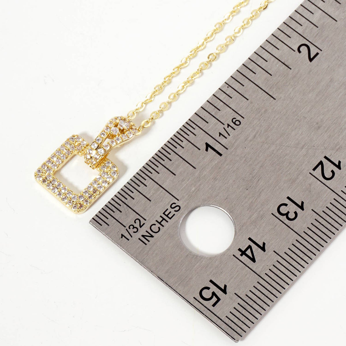 Square Door-Knocker Pendant 18K-Gold-Dipped Brass Necklace