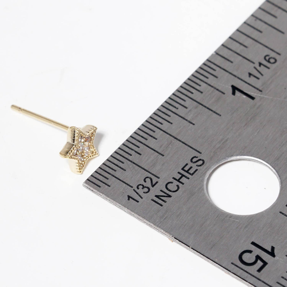 18K Gold Dipped CZ Pave Star Post Stud Earrings