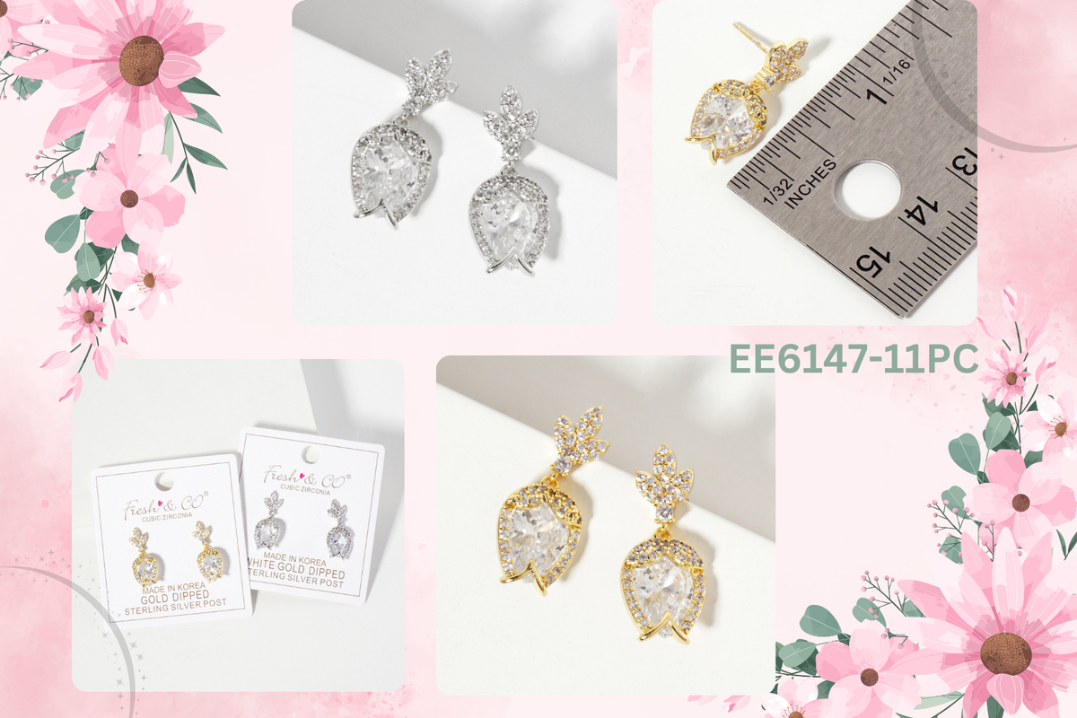 Botanical-Theme Tulip Design Dangle Post Earrings