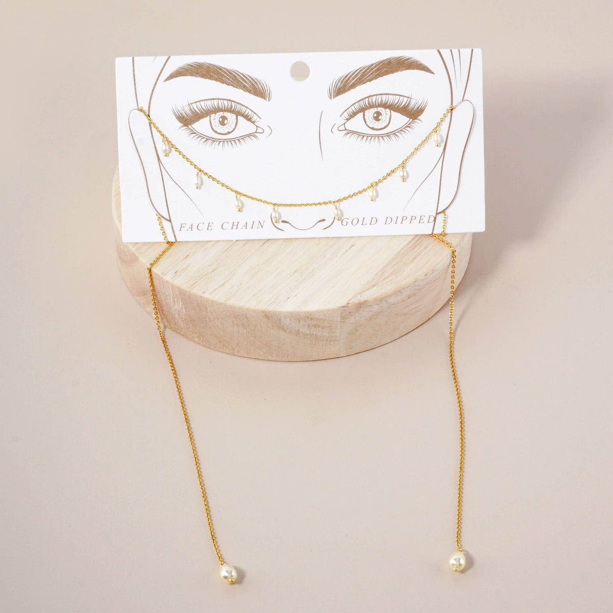 Satellite-Style Glass Pearl Drop 18K-Gold-Dipped Face-Chain