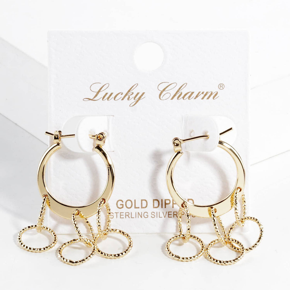 Multi-Ring Charm Huggie Hoop Earrings
