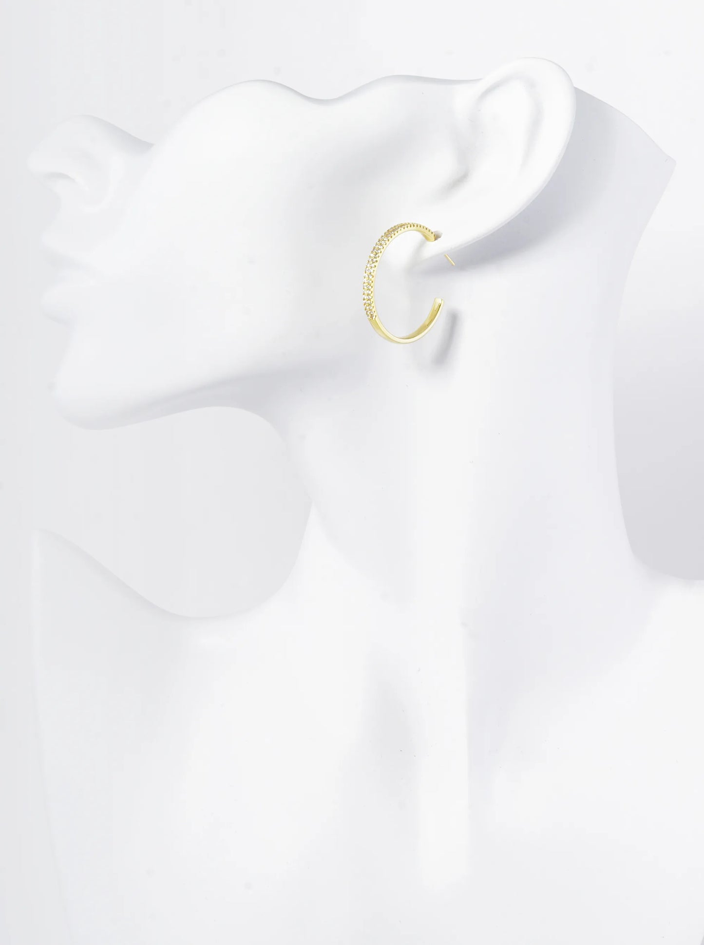 25mm 18K Gold Dipped Double Row Micro Pave Cubic Zirconia Open Hoop Earrings