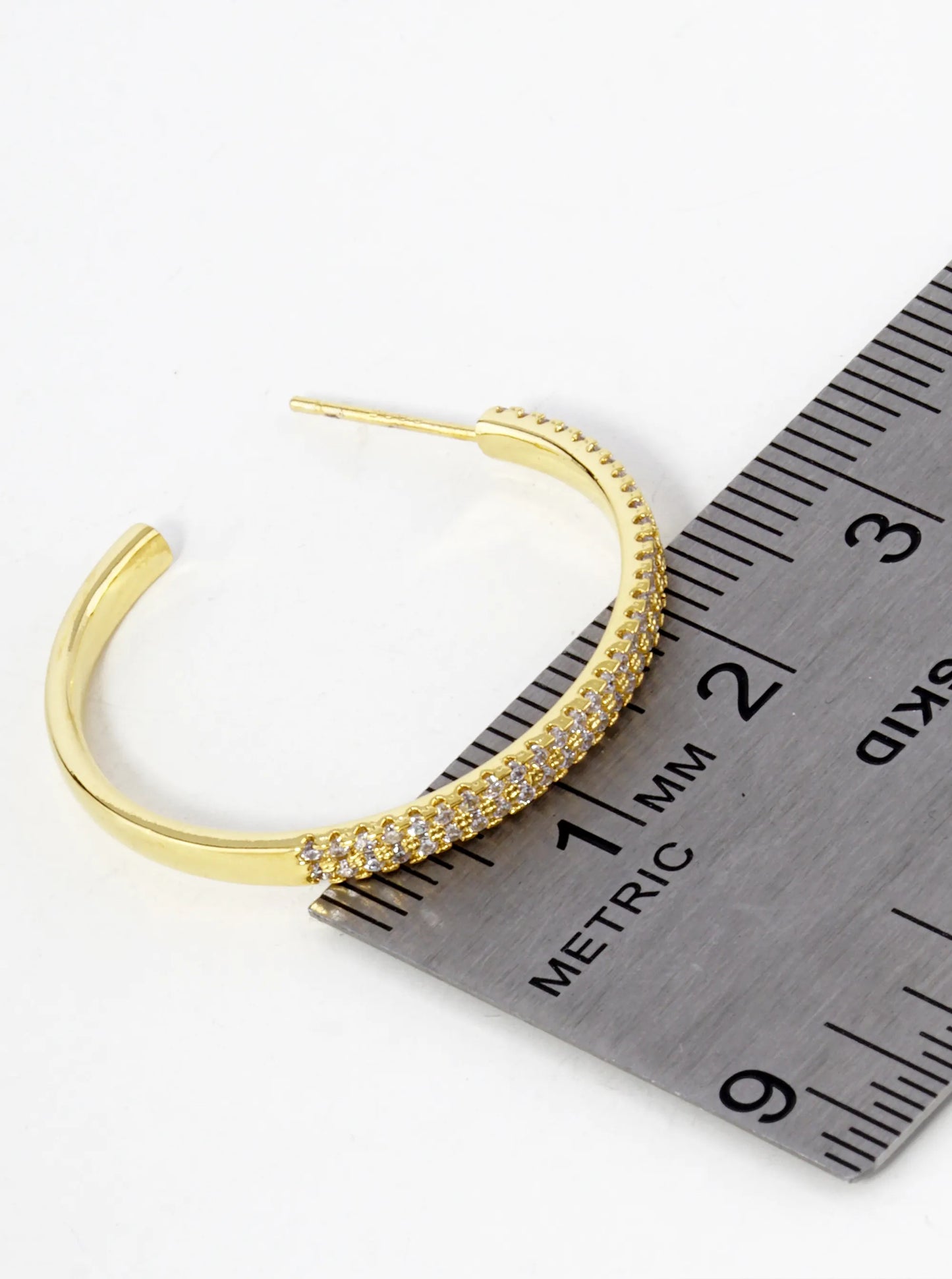 25mm 18K Gold Dipped Double Row Micro Pave Cubic Zirconia Open Hoop Earrings