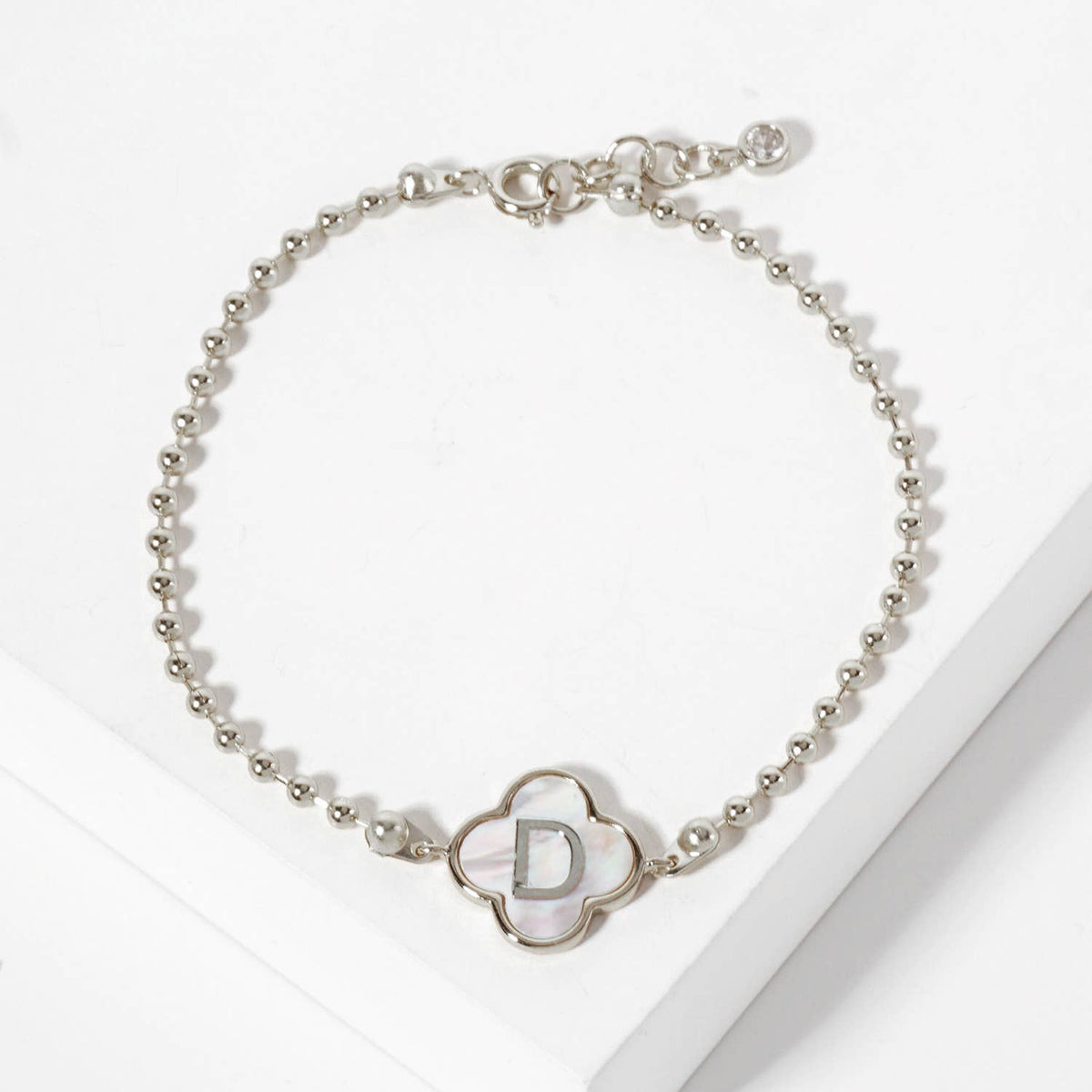 Dainty Gold Dipped Initial Clover Bracelet