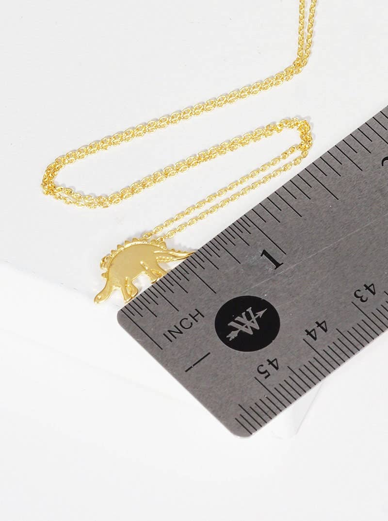 Gold Stegosaurus Dinosaur Necklace