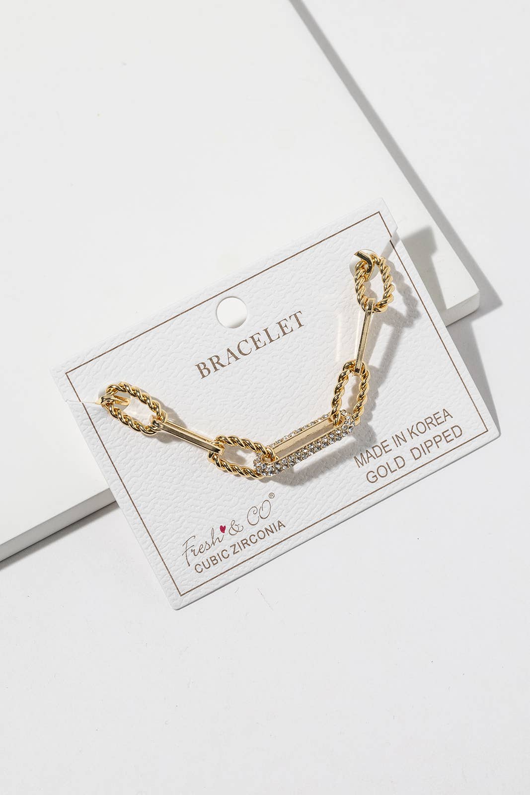 Mixed Texture Cubic Zirconia Link Bracelet