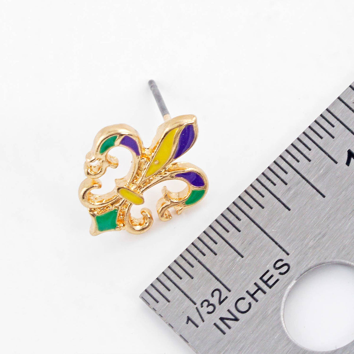 Gold Plated Mardi Gras Themed Post Earrings
