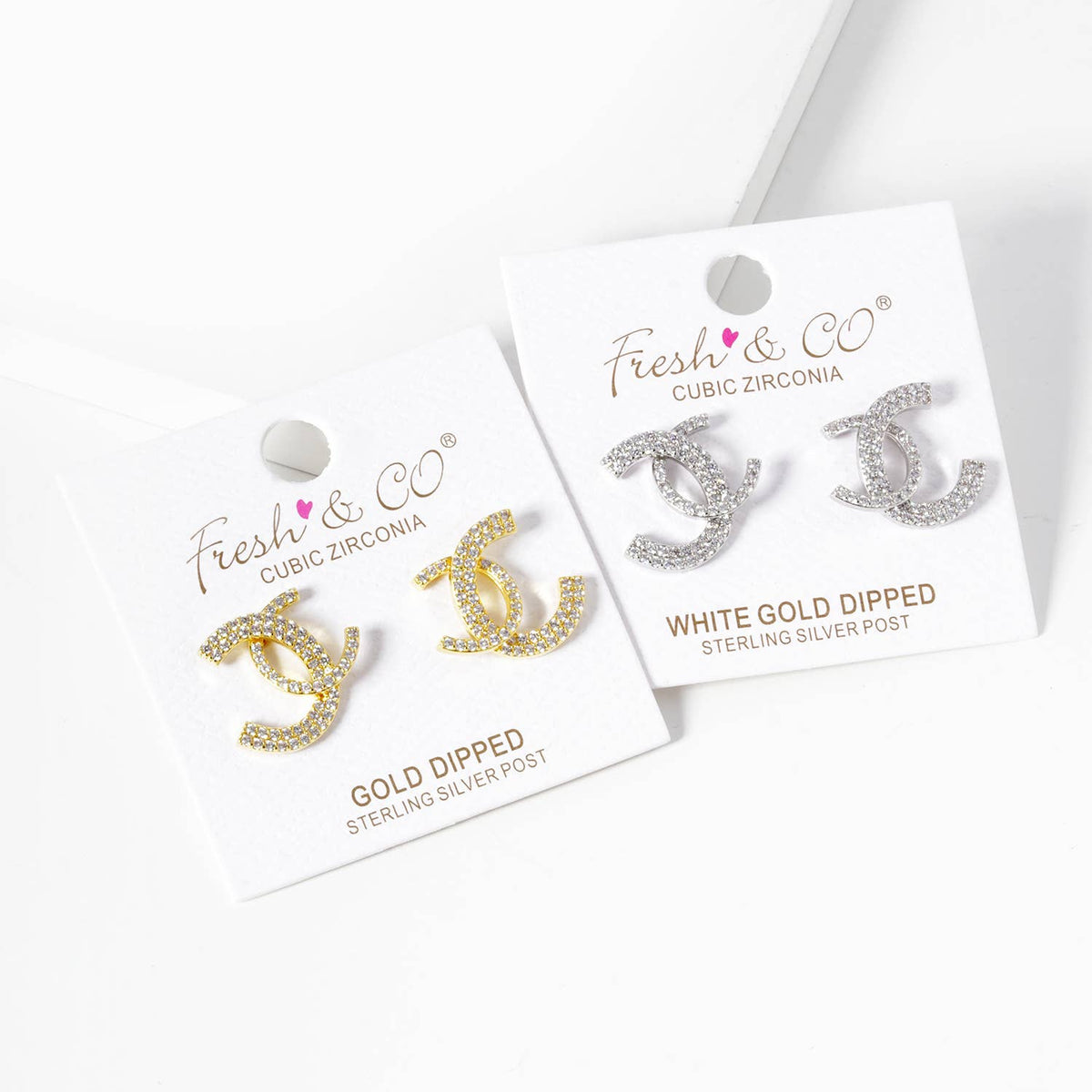 Dainty Interlocking Spiral Cubic Zirconia Stud Earrings