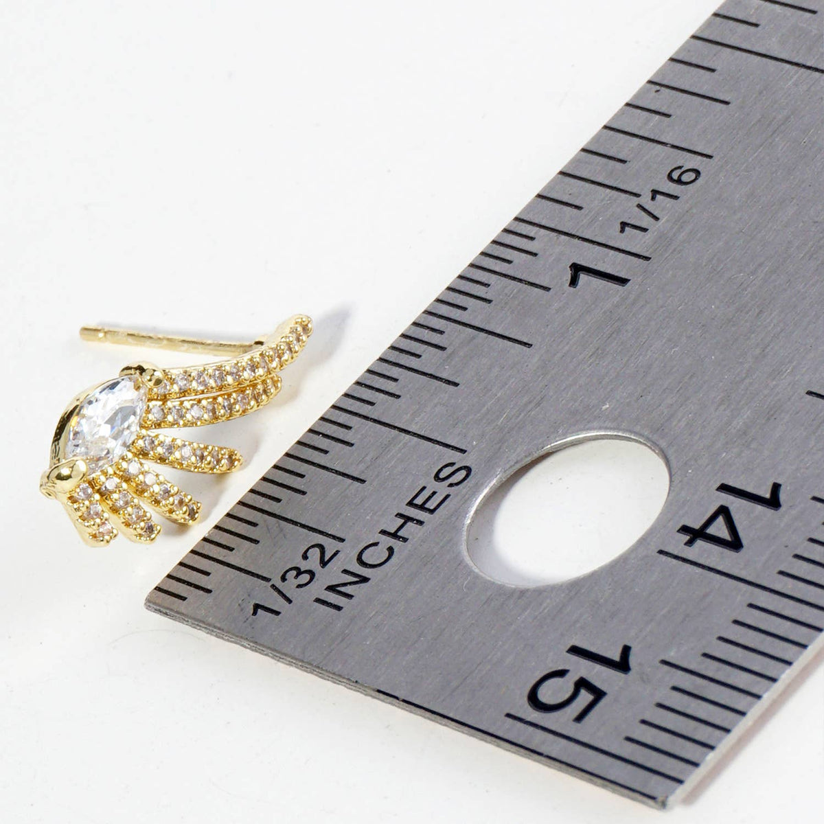 18K Gold Dipped Angel Wings Cubic Zirconia Stud Earrings