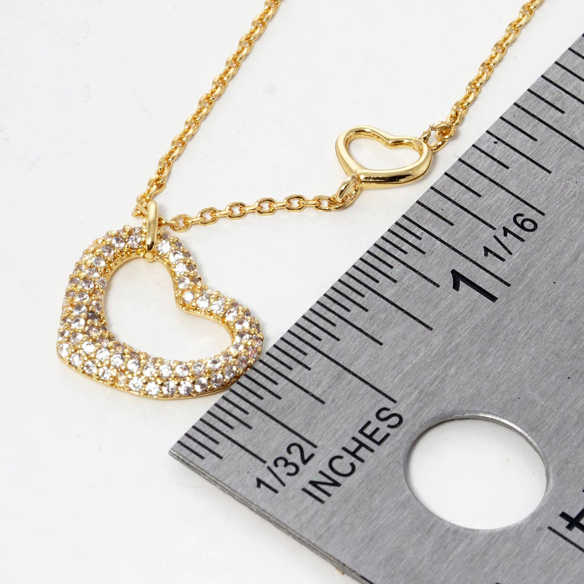 Asymmetric Pave Heart Pendant Necklace