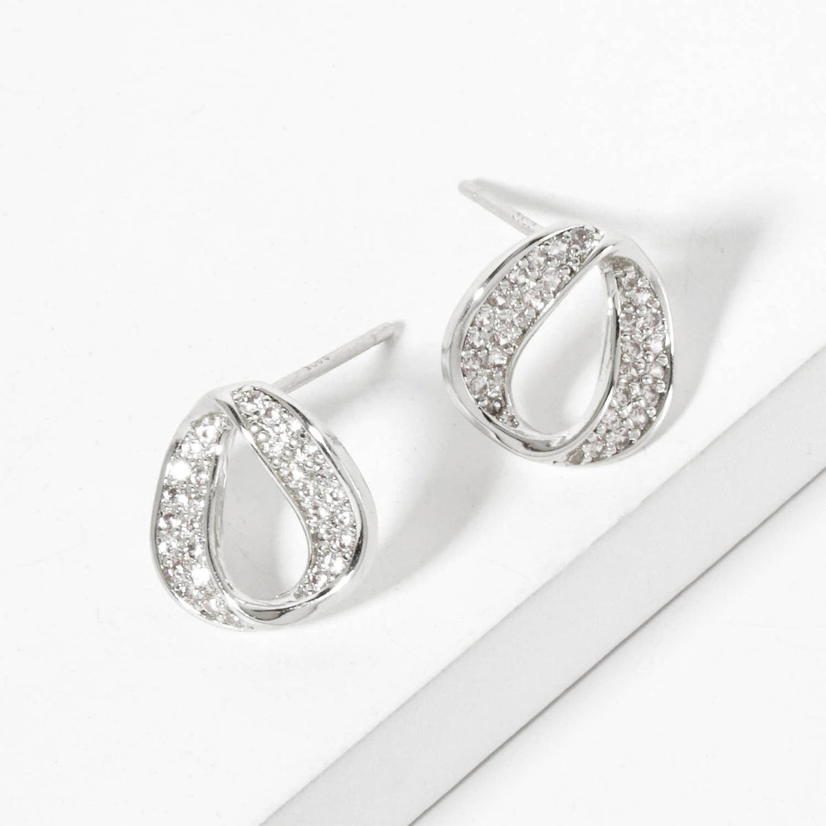 Pave-Set CZ 11mm Infinity Circle Minimalist Stud Earrings