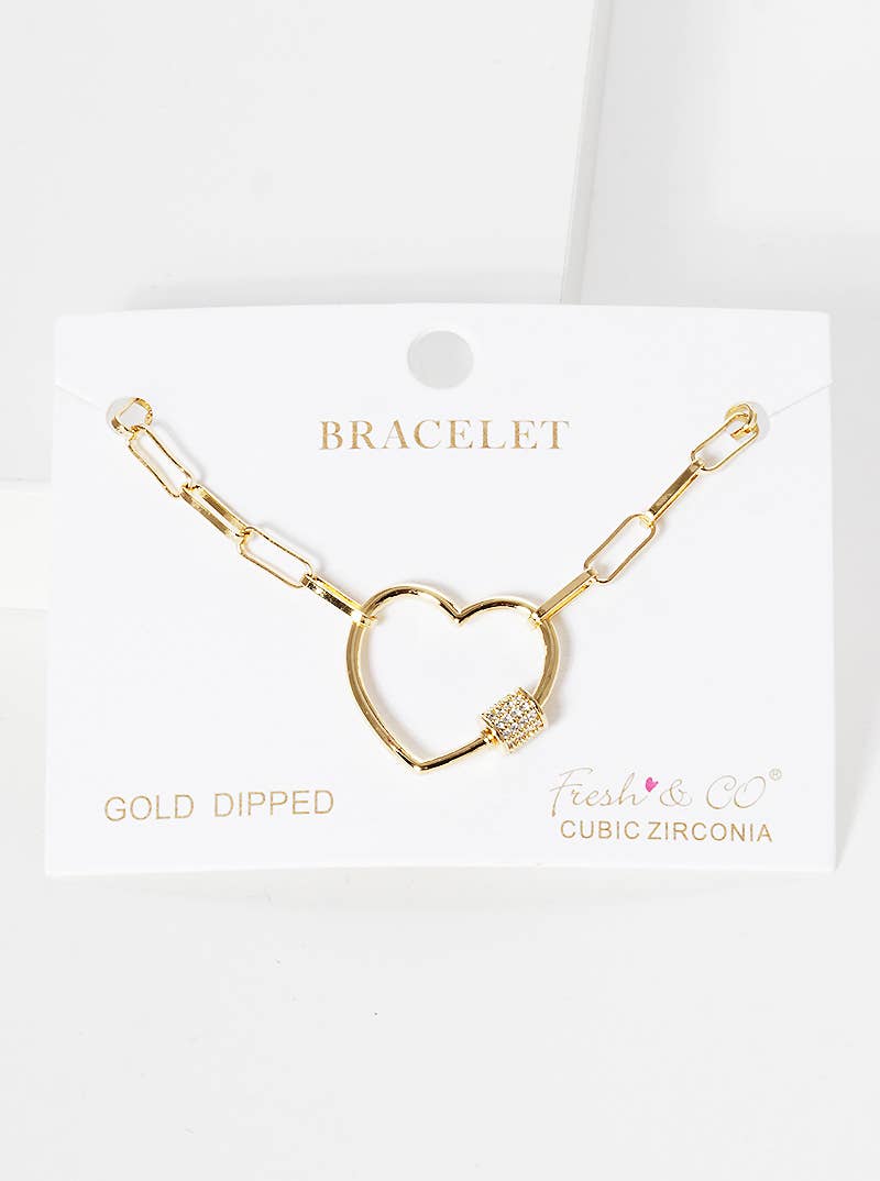 Minimalist Heart Carabiner Chain Bracelet