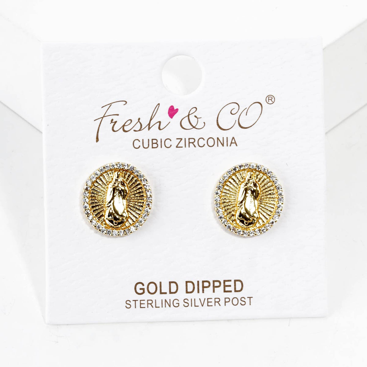 Dazzling Virgin Mary Oval Stud Earrings