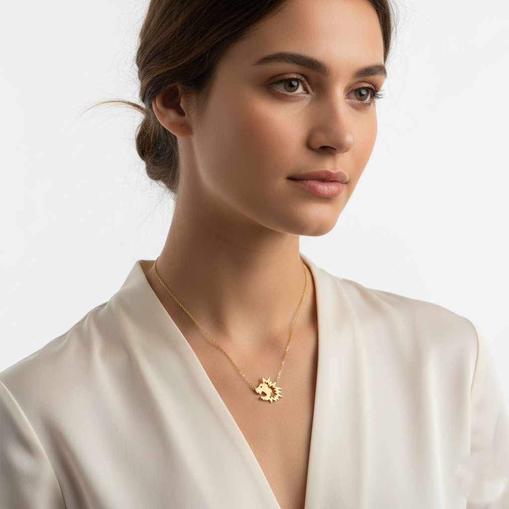 Minimalist Lion Head Pendant Necklace