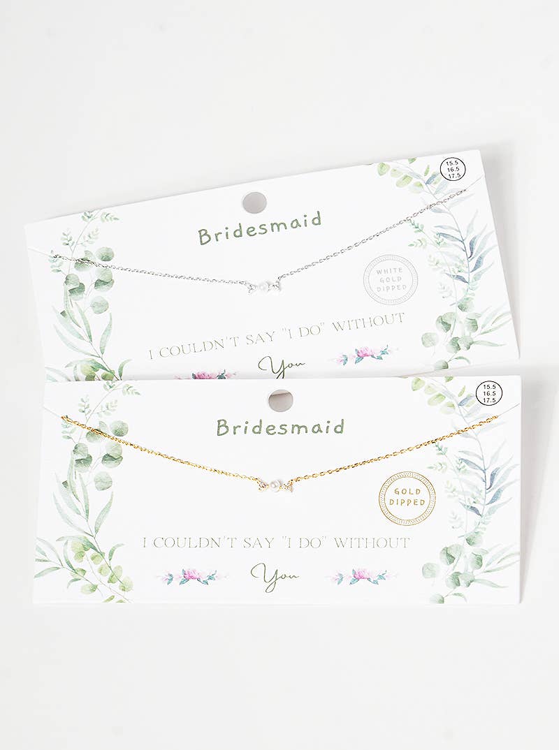 Dainty Pearl and Cubic Zirconia Bridesmaid Necklace