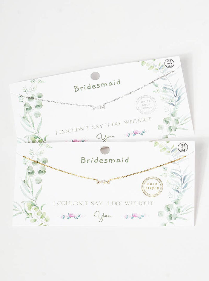 Dainty Pearl and Cubic Zirconia Bridesmaid Necklace