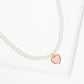 Gold Plated Heart Pearl Necklace
