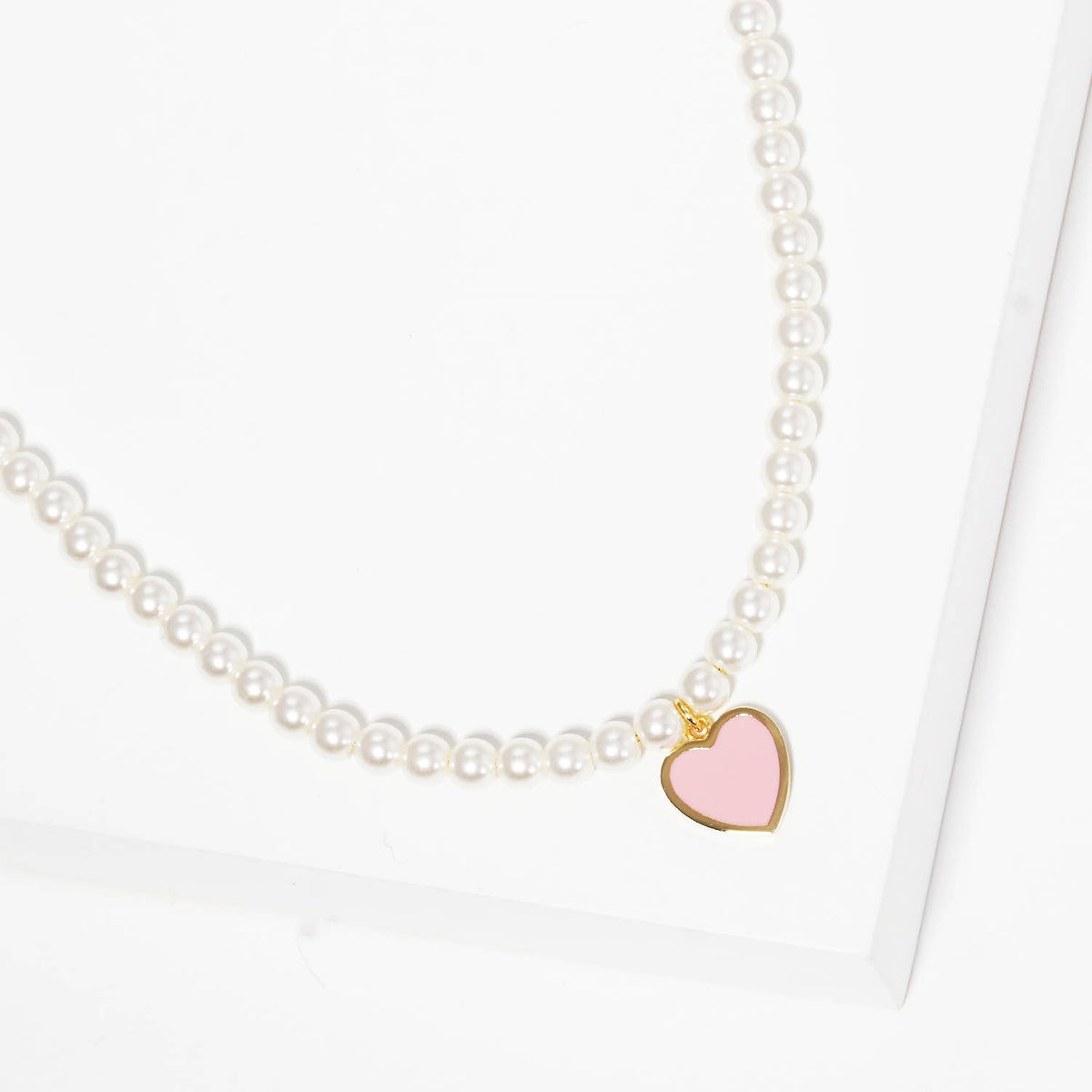 Gold Plated Heart Pearl Necklace