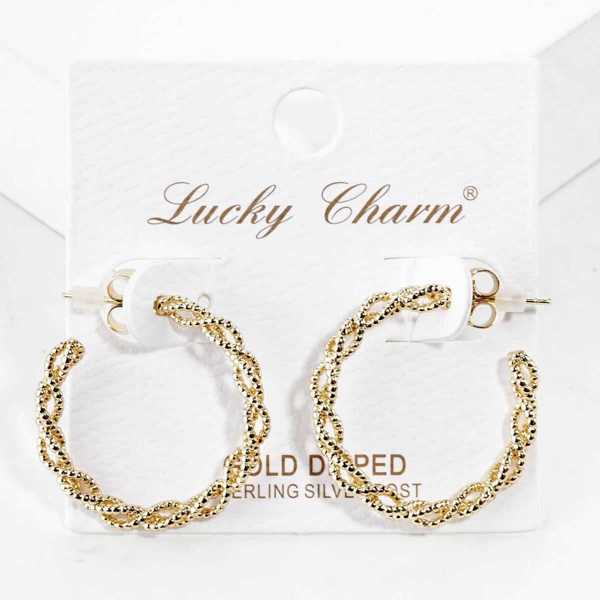 Twisted Textures Sterling Silver Post Hoop Earrings