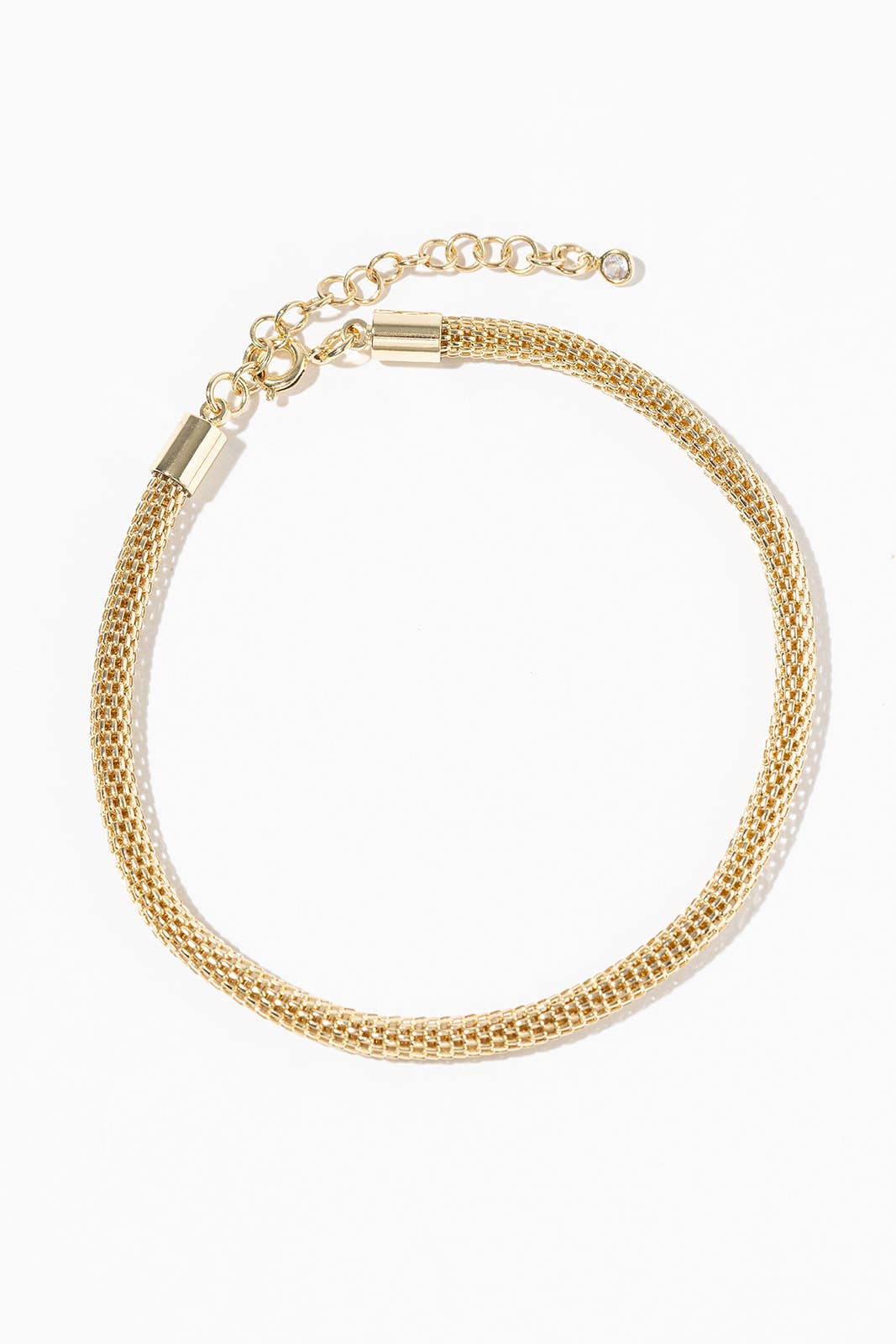 High-Polish Mesh Chain Anklet - Gold & Silver Dipped