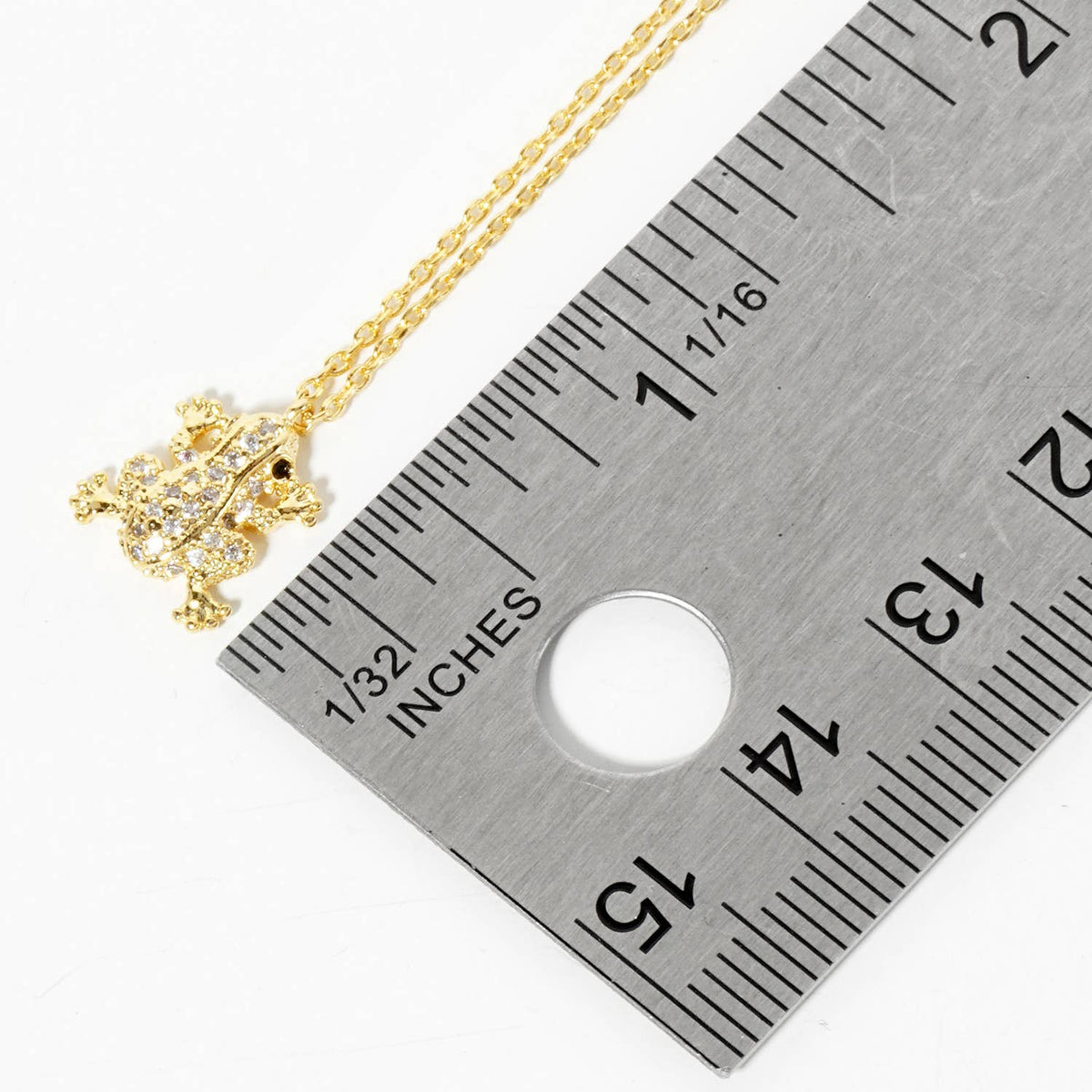 Dainty Pave CZ Frog Pendant Necklace
