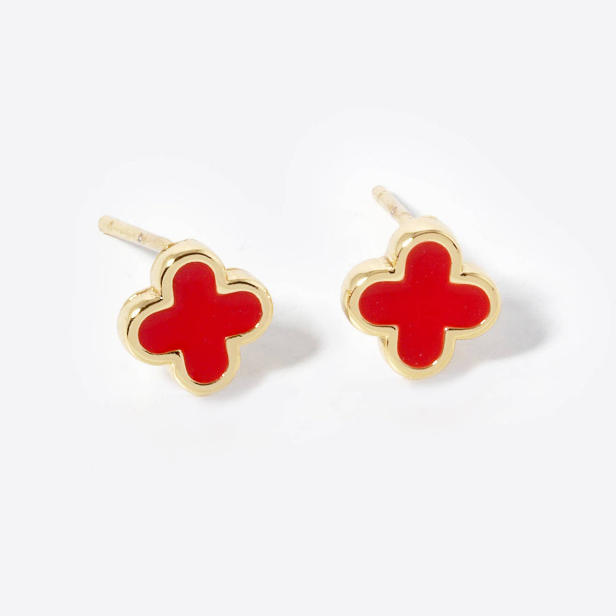 Dainty Clover Stud Earrings | Minimalist Lucky Four-Leaf