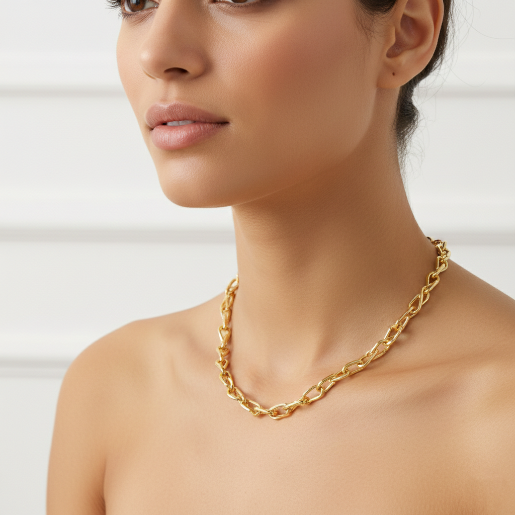 Polished Brass Chain Necklace