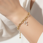 Pearl Cross Charm Chain Bracelet