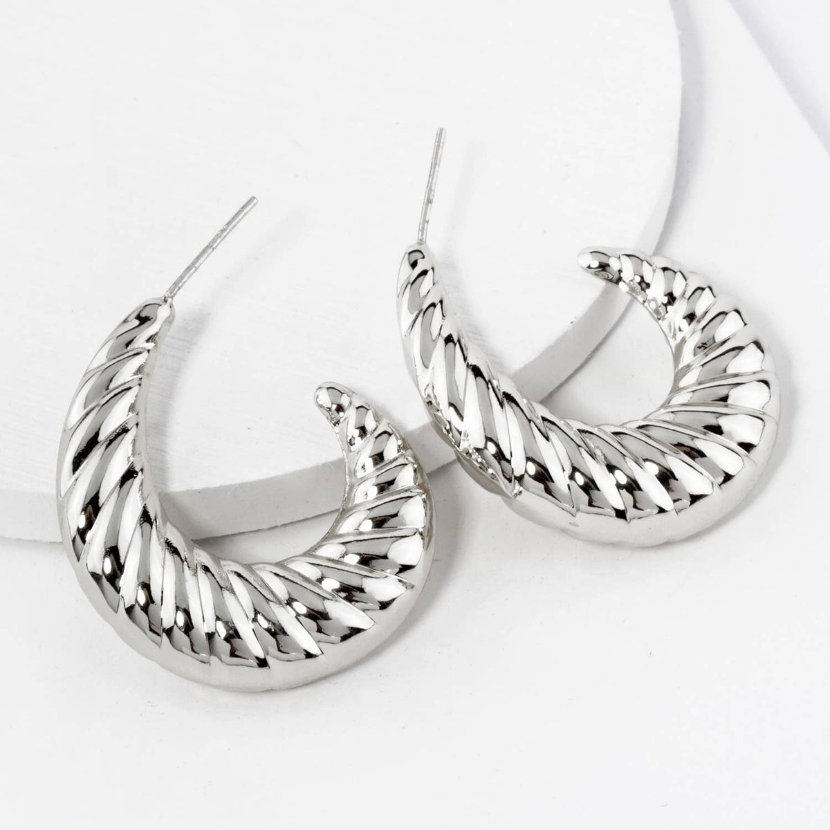 30mm Hollow Croissant Hoop Earrings / 18K Gold Dipped