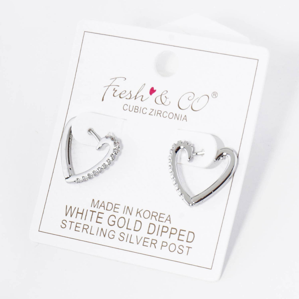 18K GOLD DIPPED PAVE CUBIC ZIRCONIA 15MM HEART HUGGIE HOOP