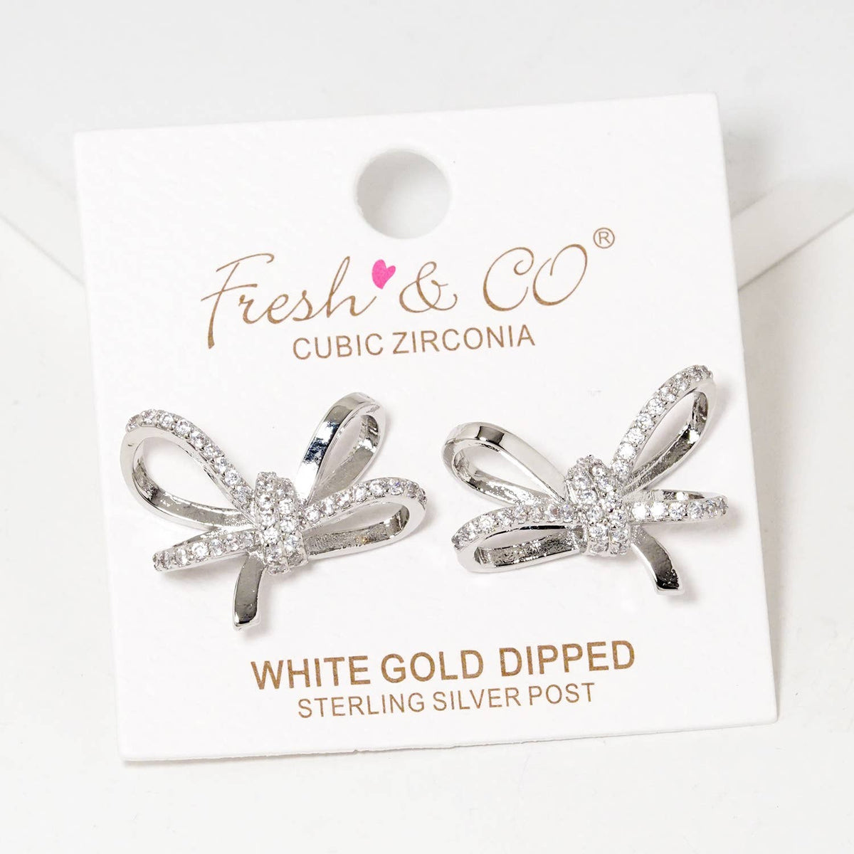 Dainty Pave Bow Stud Earrings