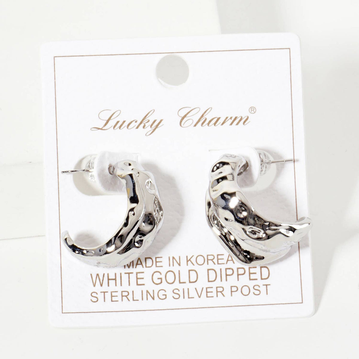 Polished Brass Textured Organic Hoop Earrings