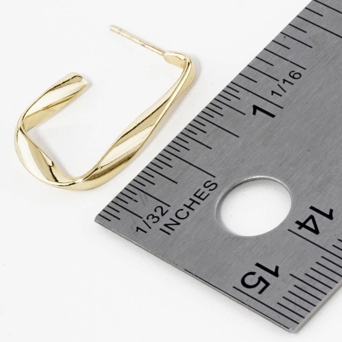 18K GOLD DIPPED 25MM TWIST RECTANGLE HOOP EARRINGS