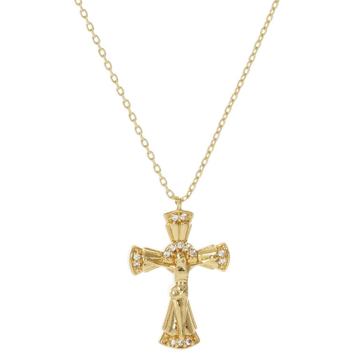 Gold Plated Resurrection Cross Necklace