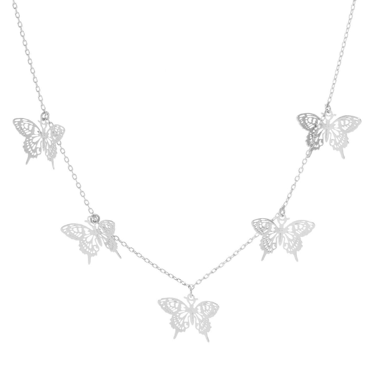 5 Gold Plated Large Butterfly Charm Necklace