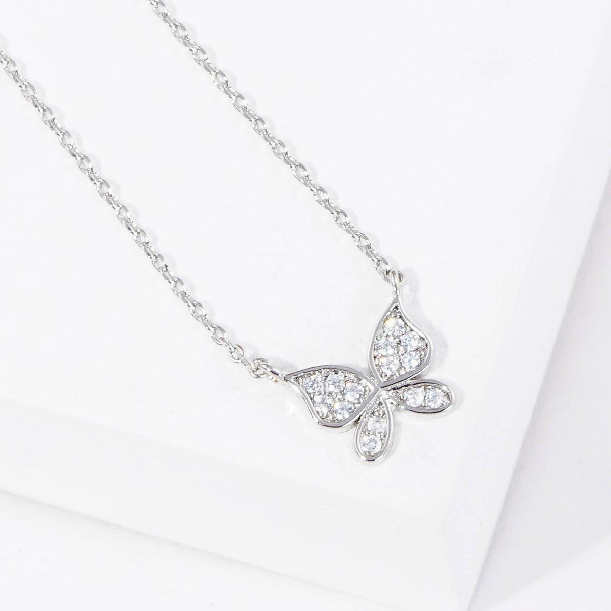 Pavé Crystal Butterfly Pendant Necklace
