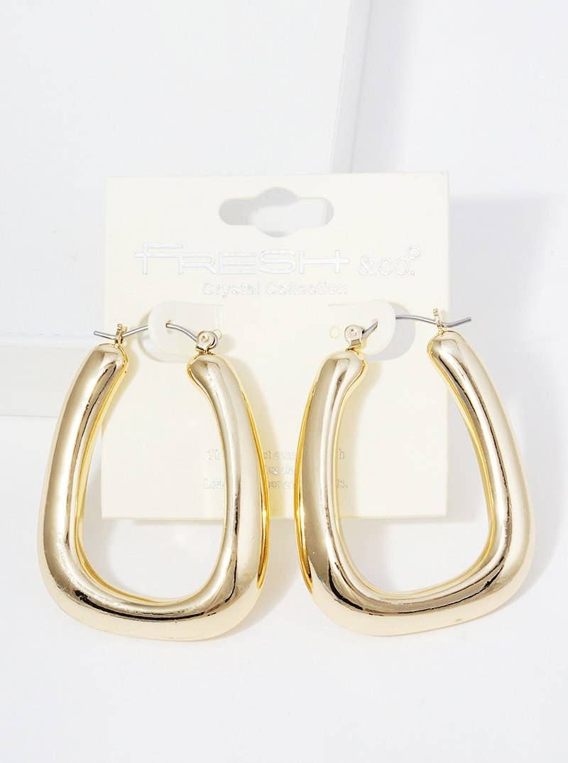 Gold Rectangular Hoop Earrings