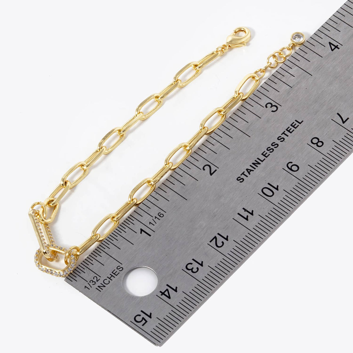 Cubic Zirconia Pave Link Chain Bracelet