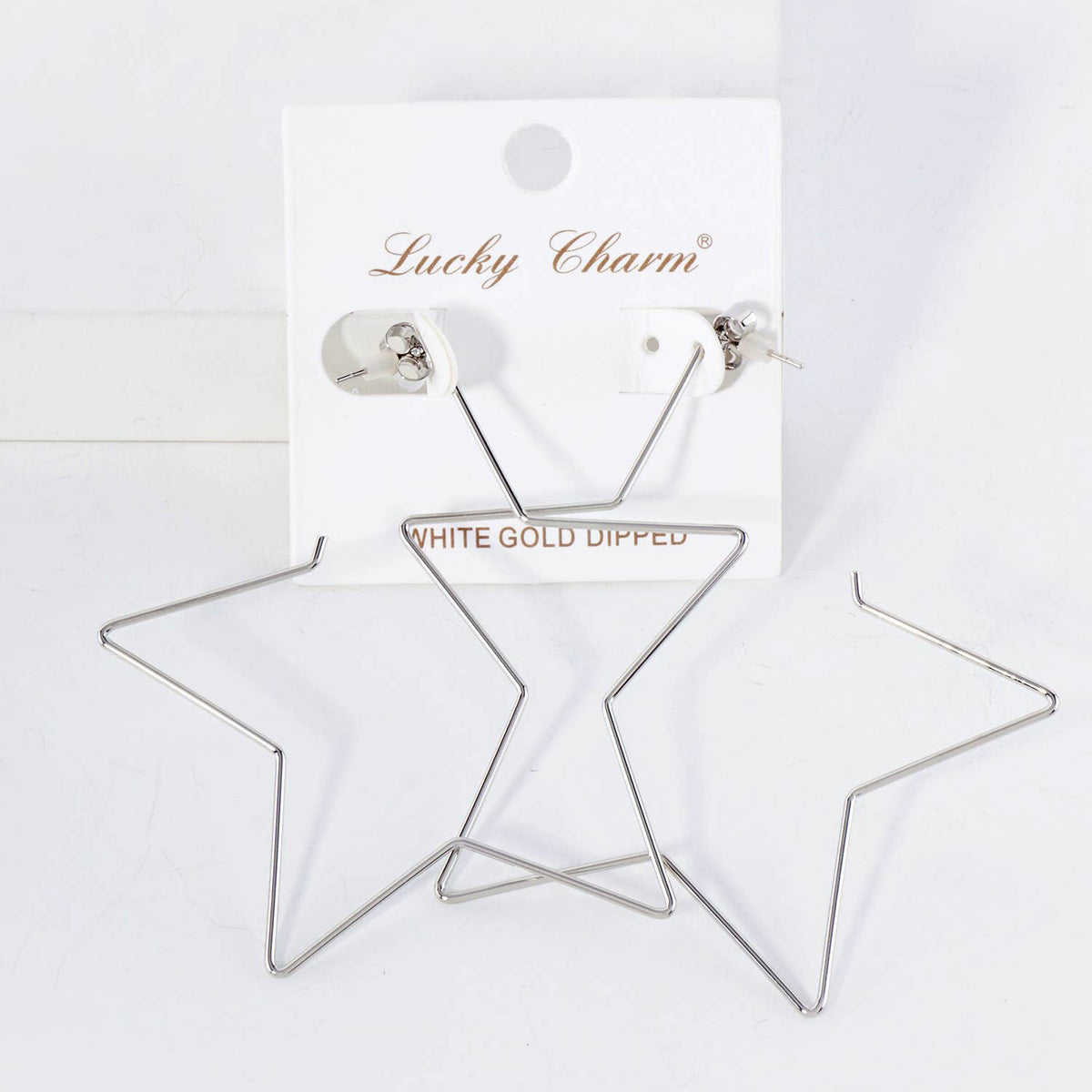 Polished Brass Delicate Star-Shaped 65mm Hoop Earrings