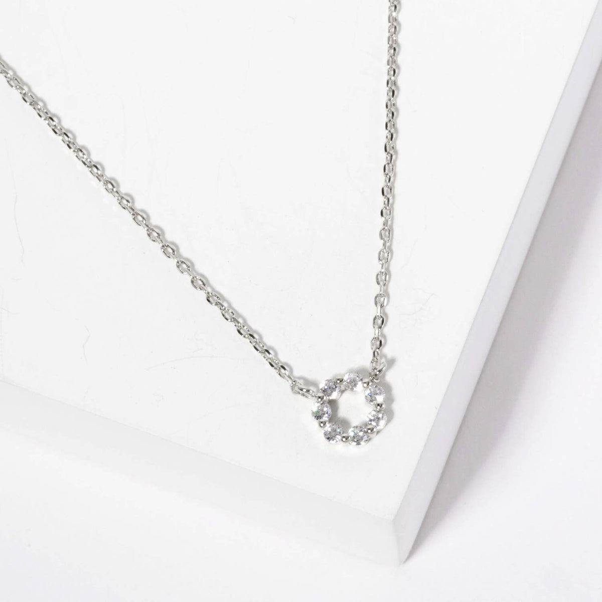 Minimalist Sparkling CZ Open Circle Pendant Necklace