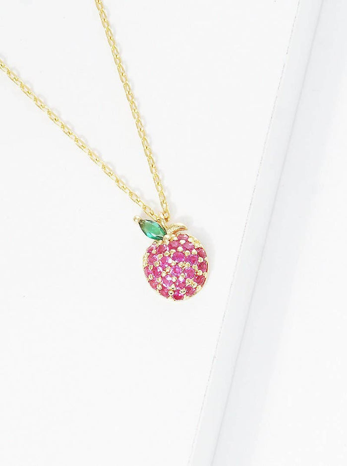 Cubic Zirconia Apple Charm Necklace
