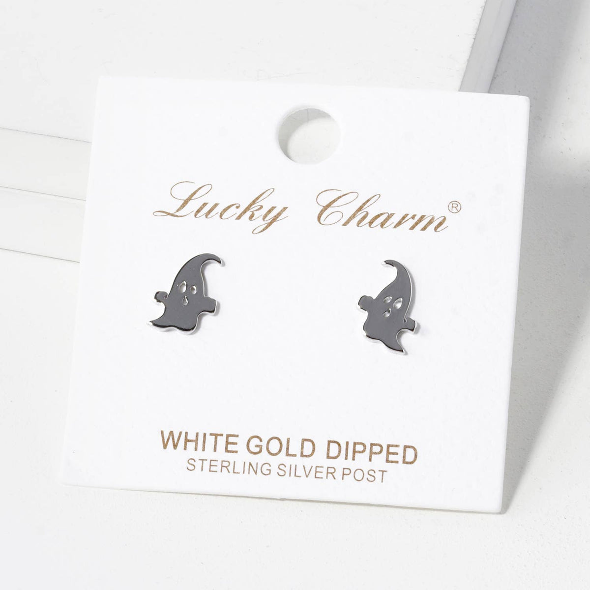 Brass Ghost Sterling Silver Post Halloween Stud Earrings