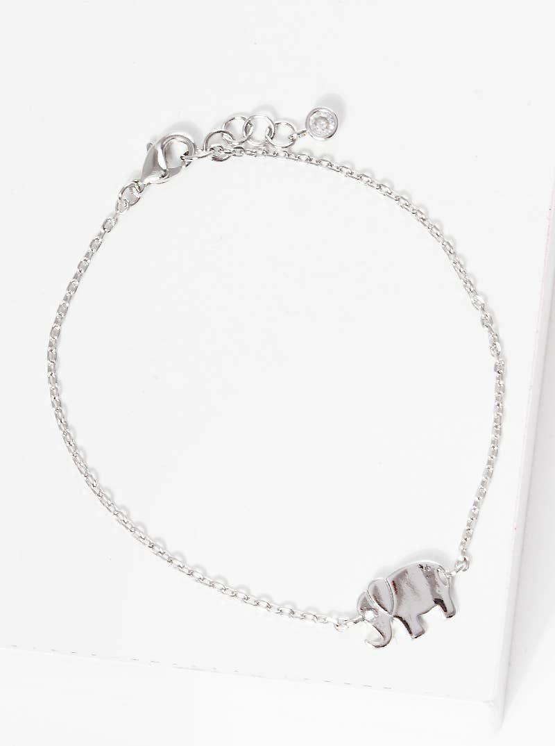 Dainty Cubic Zirconia Elephant Charm Bracelet