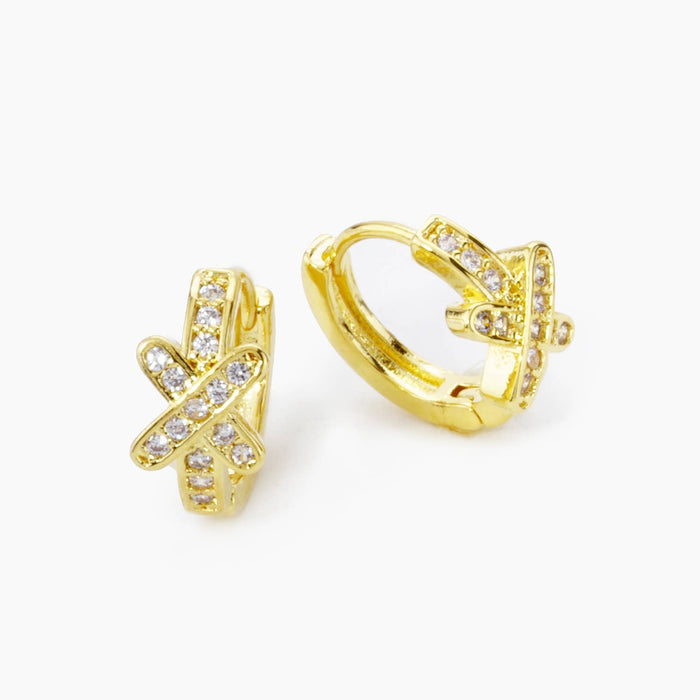 CUBIC ZIRCONIA X ACCENT 12MM HUGGIE HOOP EARRINGS