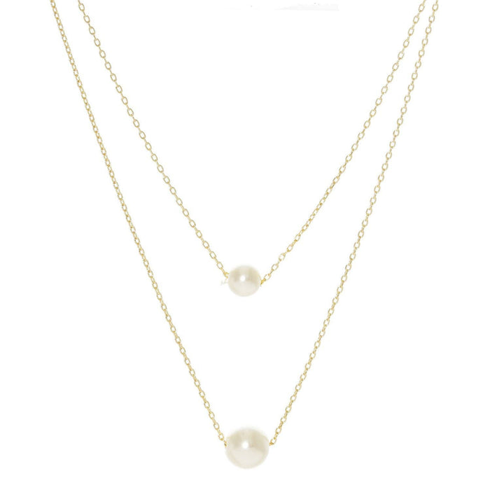 Gold Double Layered Freshwater Pearl Necklace